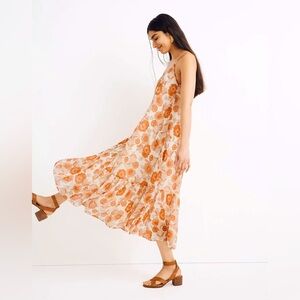 Madewell Scoop-Back Cami Maxi Dress in Metallic Gathered Blooms size M